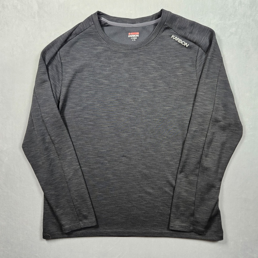 Karbon Shirt Mens Large Charcoal Gray Long Sleeve Thermal Base Layer Outdoor